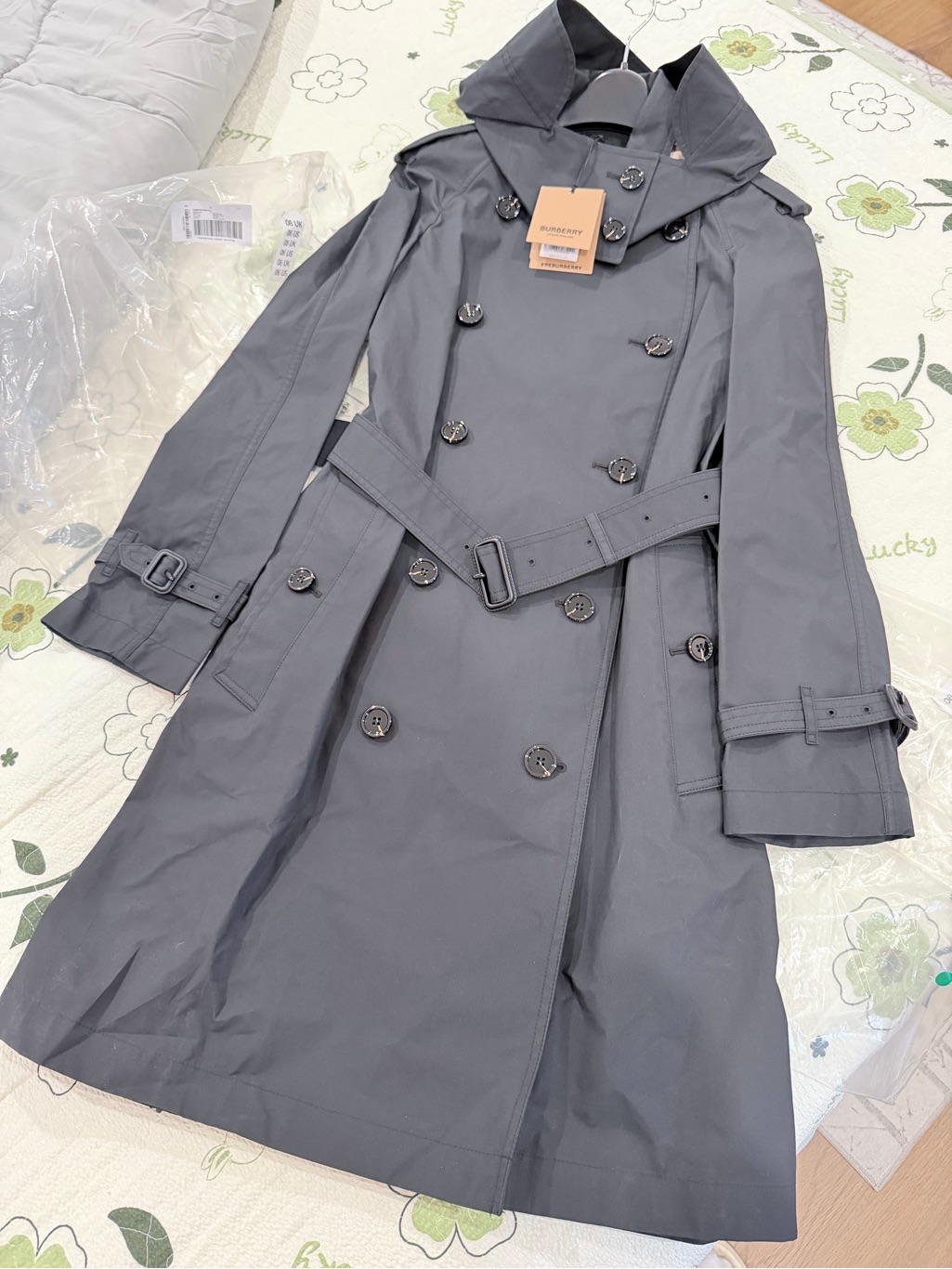 New Burberry Amberford Trench Coat Black Color Size Us6/Uk8